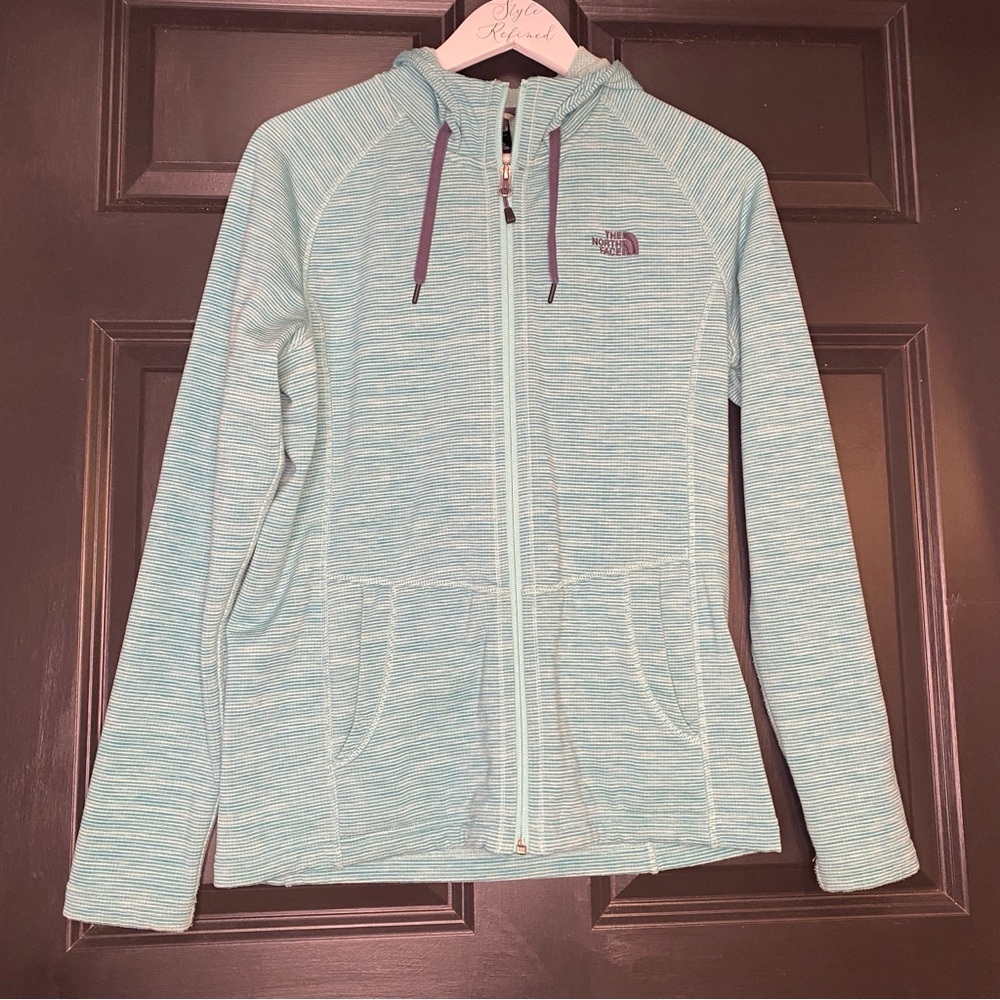 The North Face Jacket Size Medium Space Dye Teal Blue Stripes